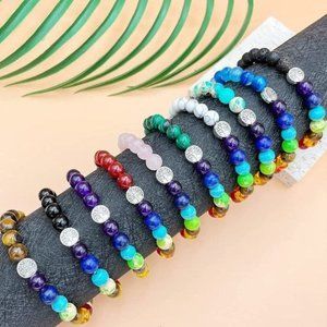 New 10Pcs Tree of Life Healing Crystals Bracelet - 7 Chakra Semi Preciou…